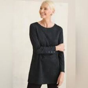 Chico’s Black Long Sleeve Leopard Tunic, Medium